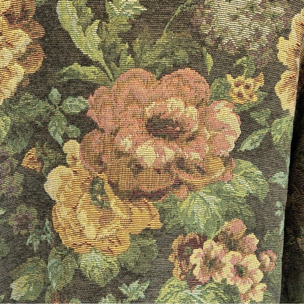 VINTAGE tapestry cottage flower garden blazer woven jacket Victorian English 90s - Picture 4 of 11